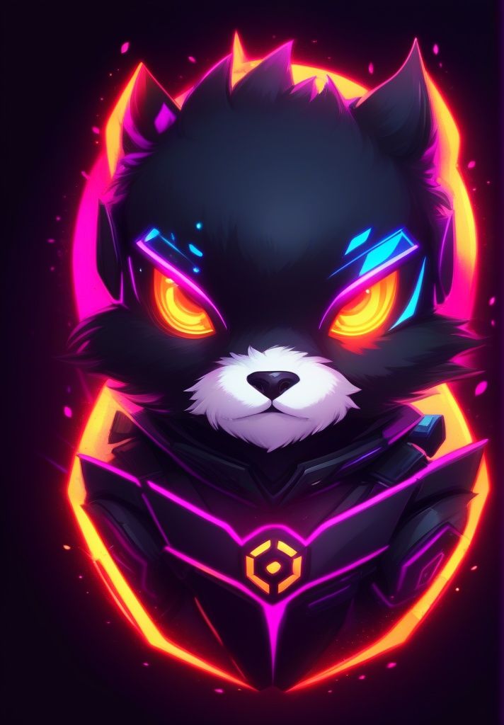 black background,  glowing,  mascot logo on Tensor.Art