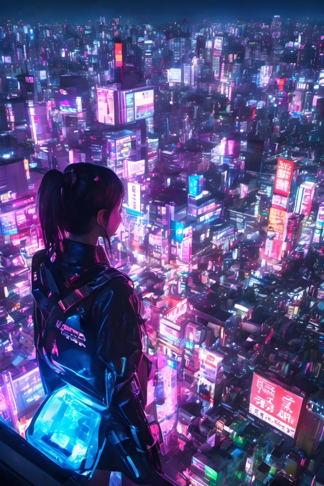 1girl,  standing on top building,  cyber by NukeA.I on Tensor.Art