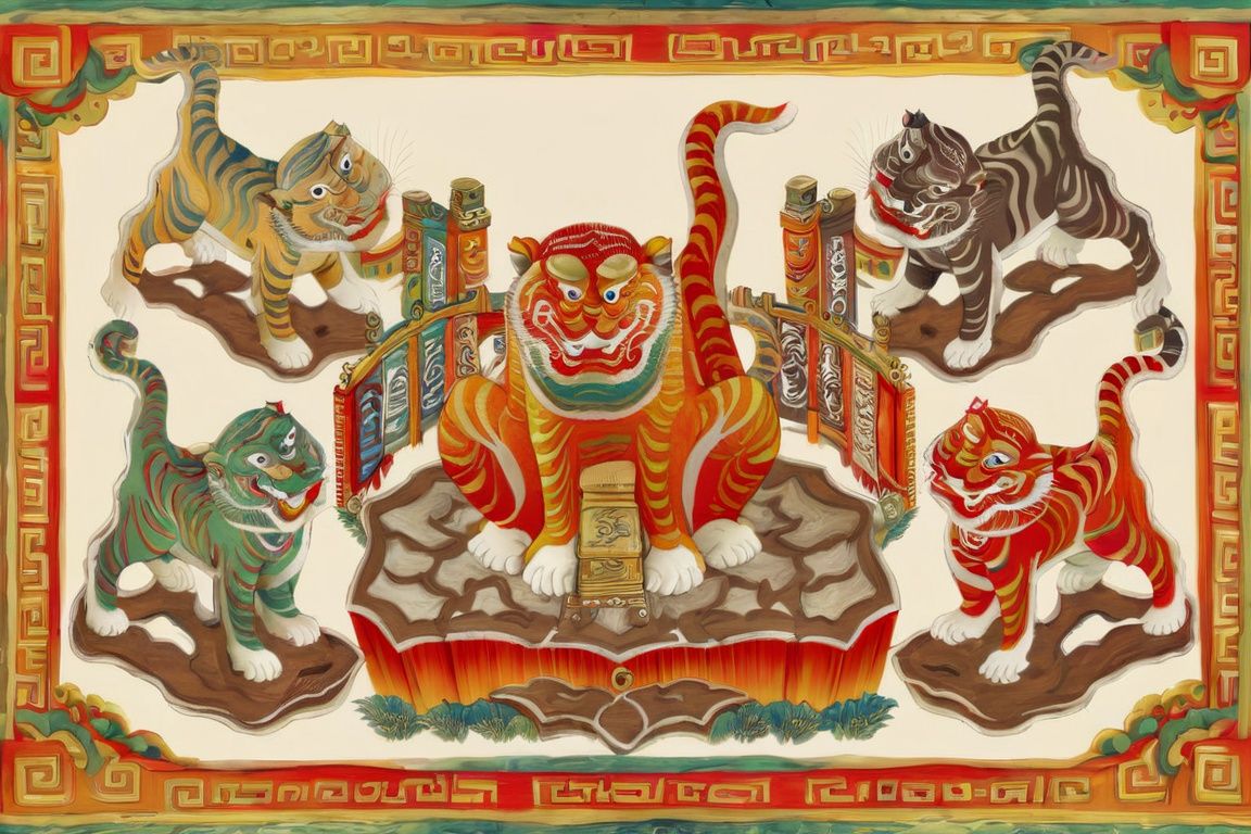 ((masterpiece), (best quality), (highly detailed)),5 tigers, VN_folk