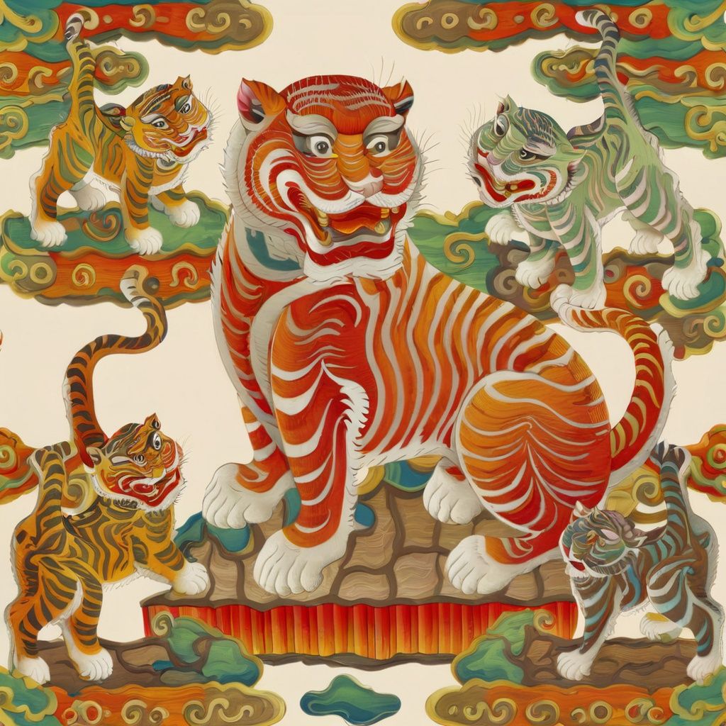 ((masterpiece), (best quality), (highly detailed)),5 tigers, VN_folk