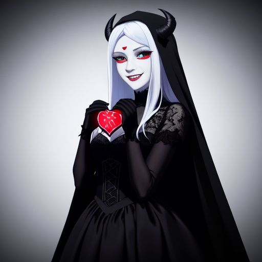 a terrifying demon woman from the underground holding an anatomically correct human heart on her hands,  the heart has a s...