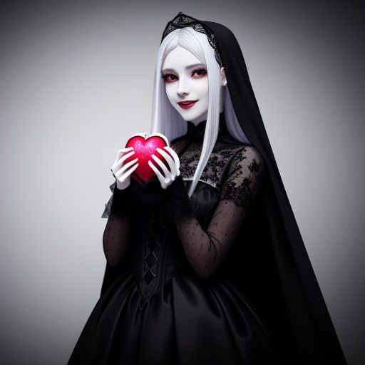 a terrifying demon woman from the underground holding an anatomically correct human heart on her hands,  the heart has a s...
