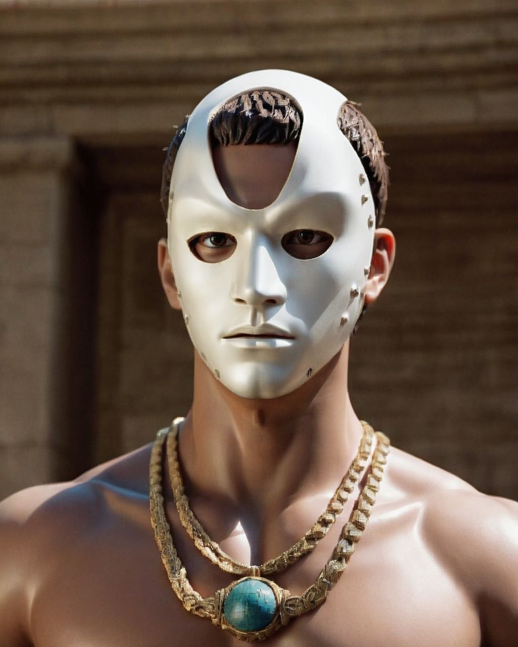 a statue of a person with a mask on ,  solo,  1boy on Tensor.Art