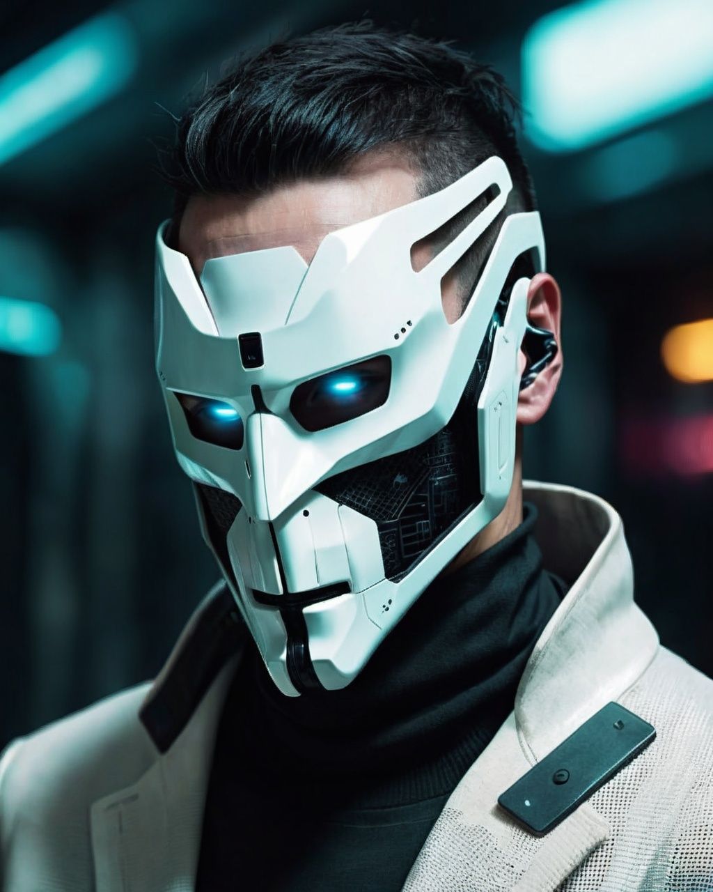 a man with a futuristic face and a futuristic mask ,  cyberpunk style on Tensor.Art