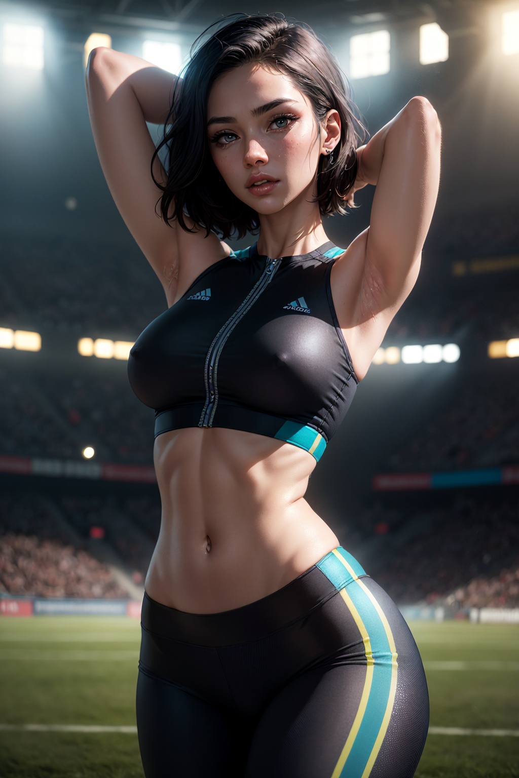 (1girl),  (sports crop top,  sports leggings on Tensor.Art