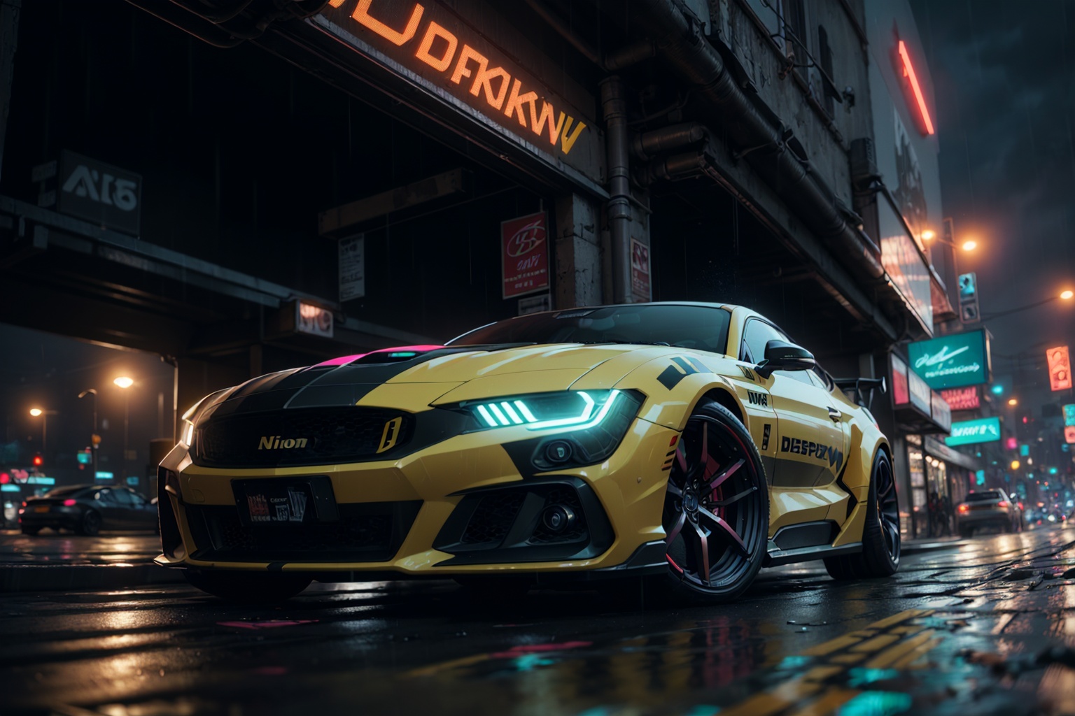 (detailed cyberpunk 2300 car background,  futuristic concept cars,  cyberpunk on Tensor.Art