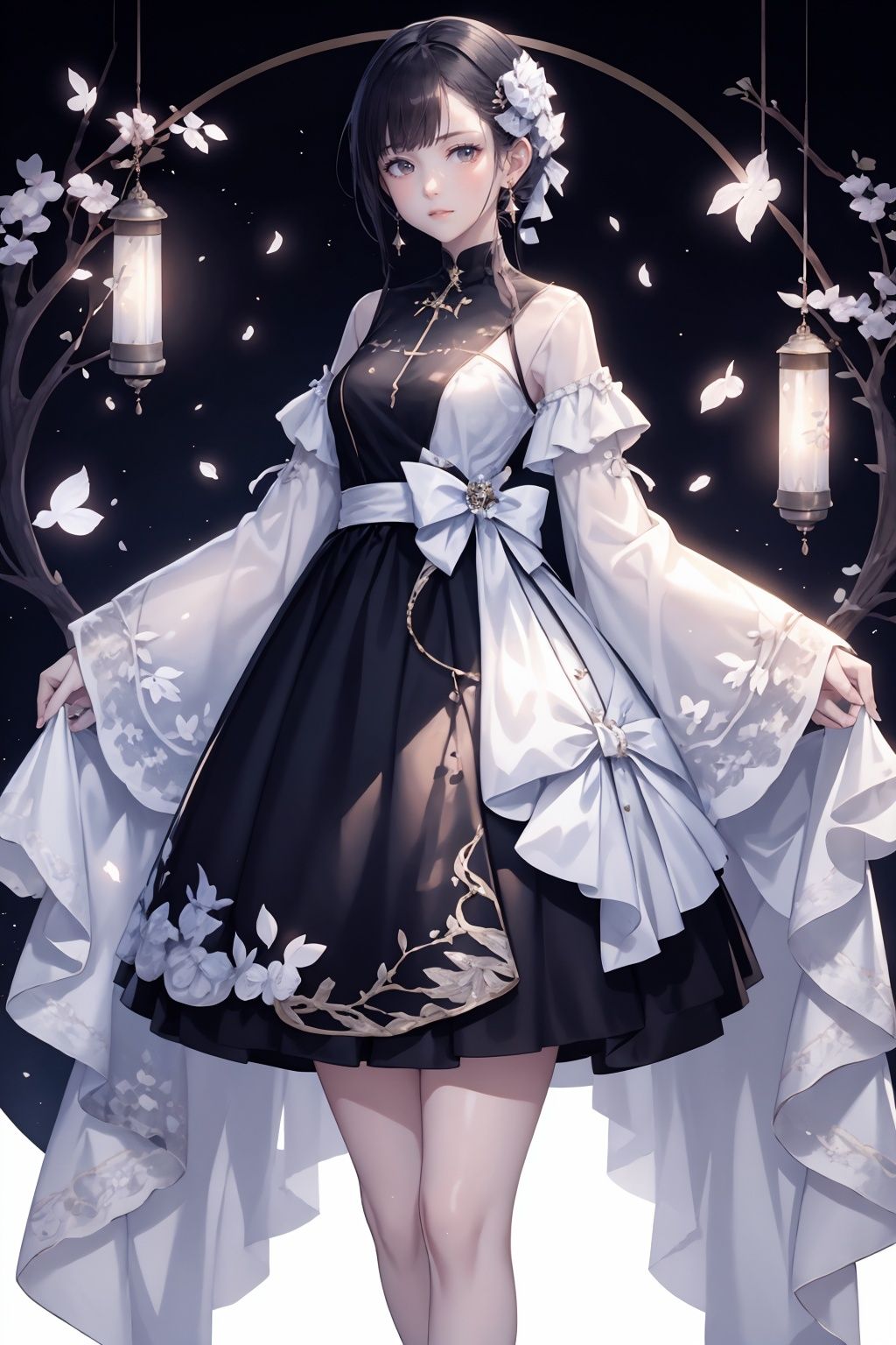 qzclothing_white,  solo,  sleeves past fingers by 轻舟 on Tensor.Art