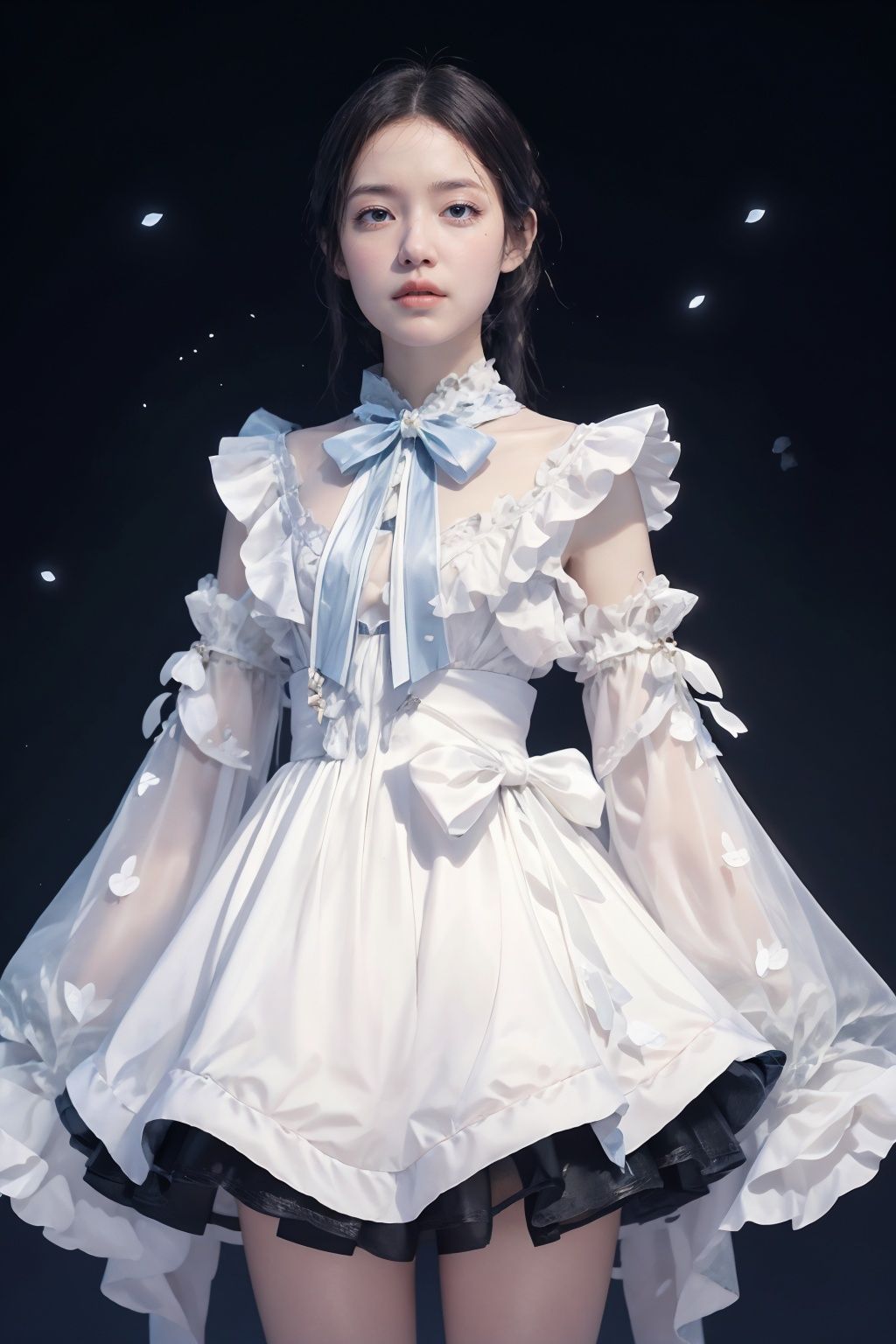 qzclothing_white,  1 girl,  black background by 轻舟 on Tensor.Art