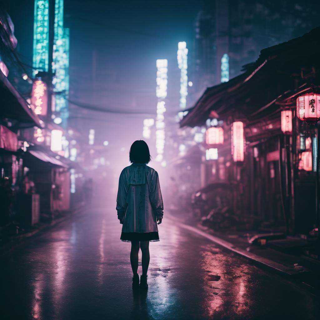 cinematic photo asian horror, 1ghost girl, cyberpunk, city street, <lora:asianghostv4:1> . 35mm photograph, film, bokeh, professional, 4k, highly detailed
