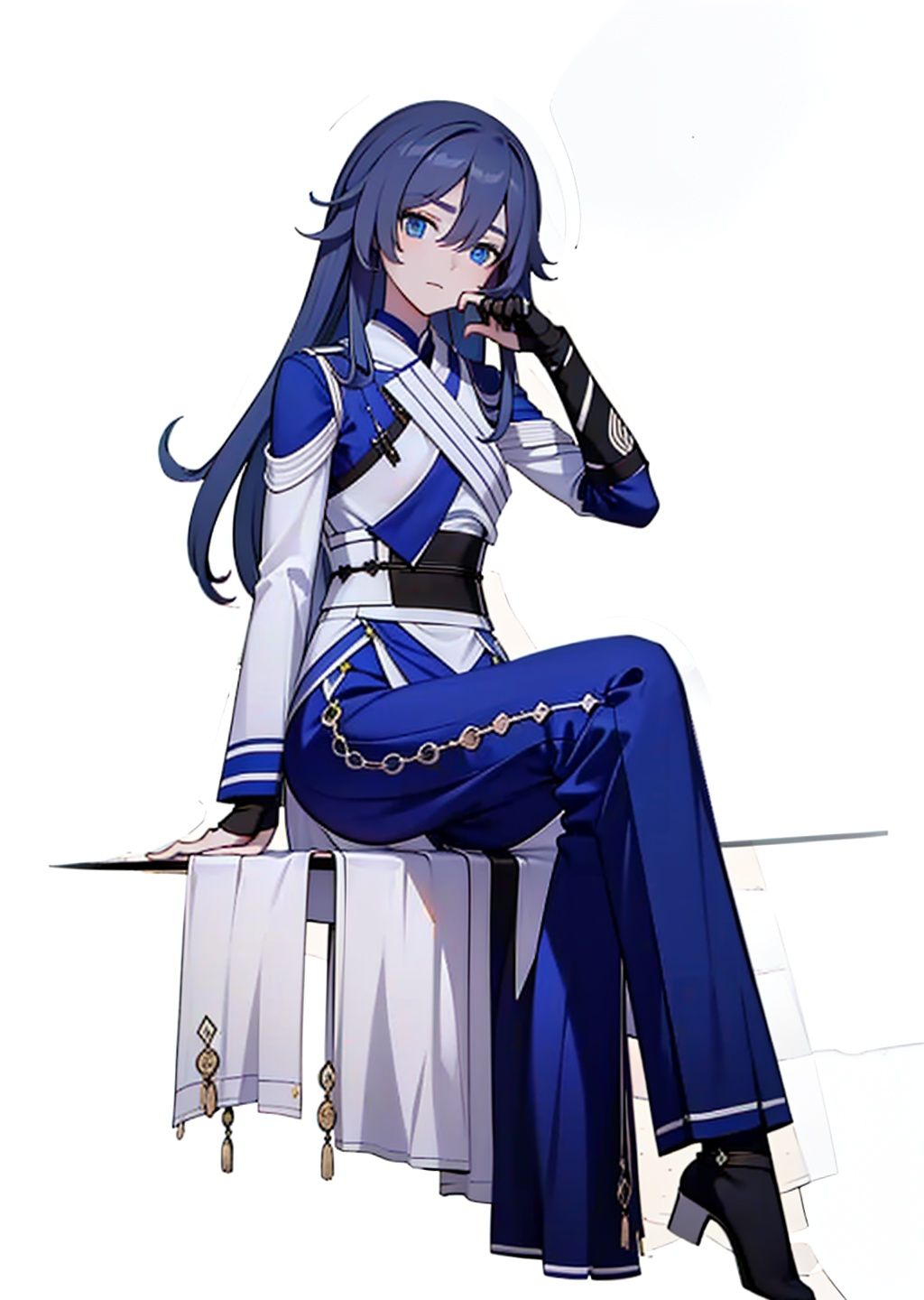 (masterpiece:1.3), (the best quality:1.2), (super fine illustrations:1.2), (Masterpiece), high quality, high detail,(white background:1.2), looking at viewer, (SOLO:1.4),outline,,simple background, <lora:taixutest:0.8> fu_hua, blue_eyes, taixu <lora:粥游立绘？？？:0.8>