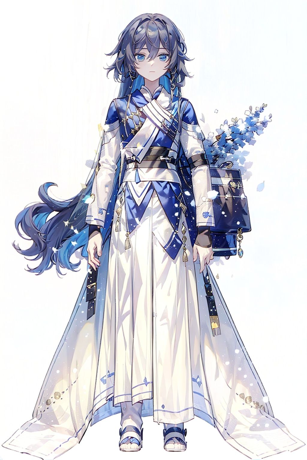 (masterpiece:1.3), (the best quality:1.2), (super fine illustrations:1.2), (Masterpiece), high quality, high detail,(white background:1.2), looking at viewer, (SOLO:1.4),outline,,simple background, fu_hua, blue_eyes, taixu 