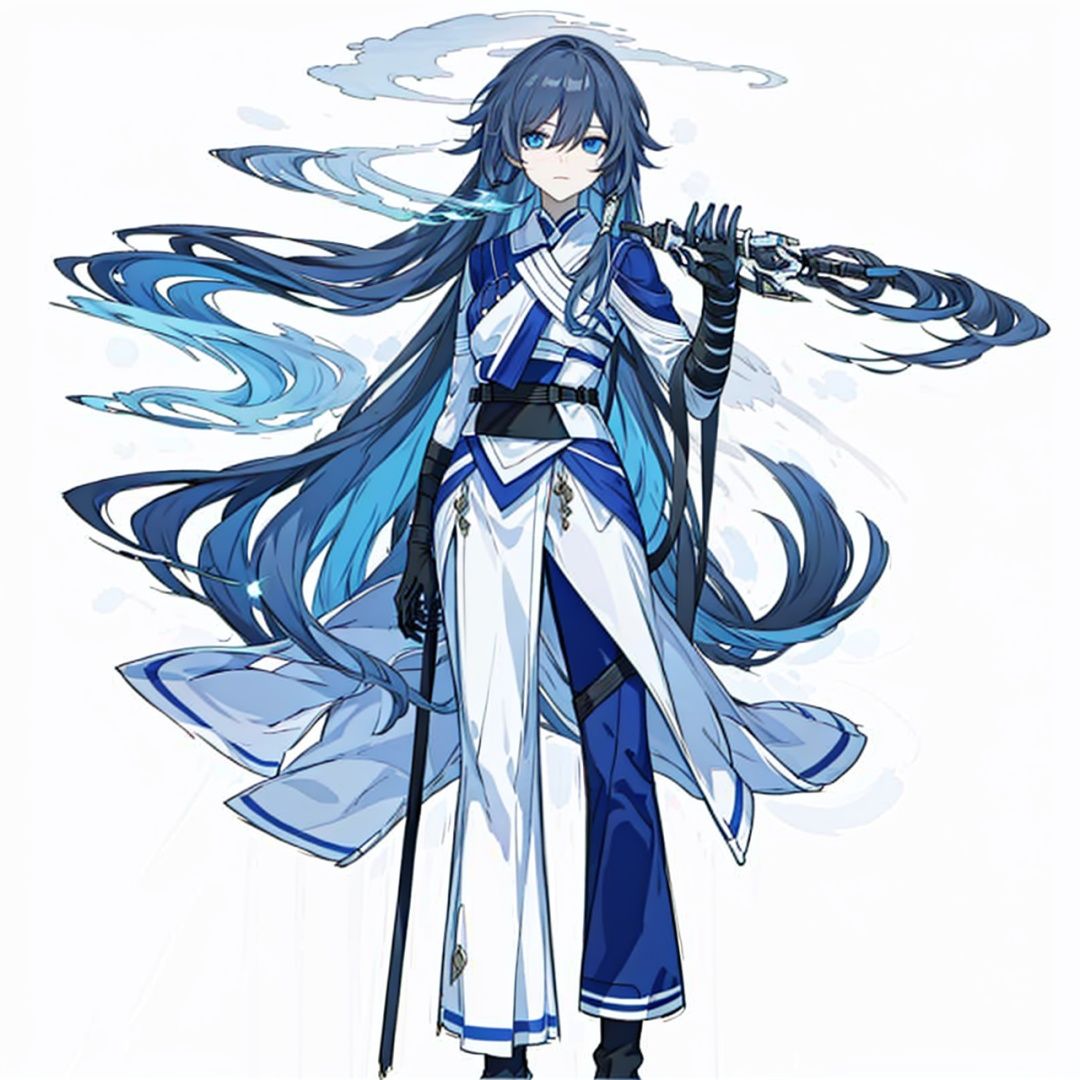 (masterpiece:1.3), (the best quality:1.2), (super fine illustrations:1.2), (Masterpiece), high quality, high detail,((white background:1.2)), looking at viewer, (SOLO:1.4),outline,,simple background, fu hua, bangs, long hair ,fu_hua