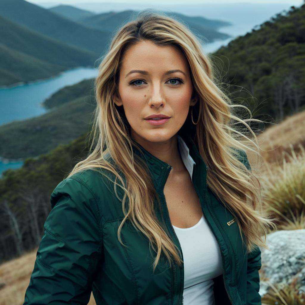 a photo of blake lively,  ohwx woman,  on a mountain on Tensor.Art