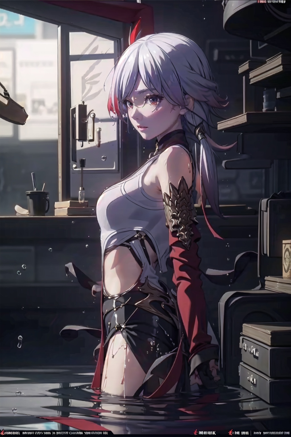  masterpiece, best quality, masterpiece,best quality,official art,extremely detailed CG unity 8k wallpaper,1girl,wet_clothes,corner,senti,origen,fu_hua