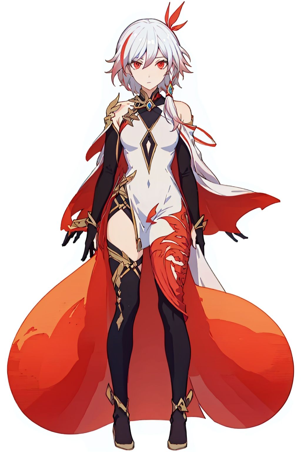  (masterpiece:1.3), (the best quality:1.2), (super fine illustrations:1.2), (Masterpiece), high quality, high detail,((white background:1.2)), looking at viewer, (SOLO:1.4),outline,,simple background, multicolored hair, white hair, red eyes, hair between eyes, fu hua, long hair, hair ornament
,fu_hua