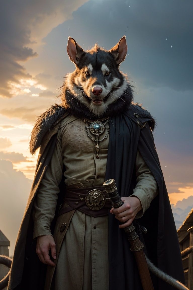 an awarded photography of Tretch Craventail - A devious Skaven chieftain with a long,  rat-like tail and clad in tattered...