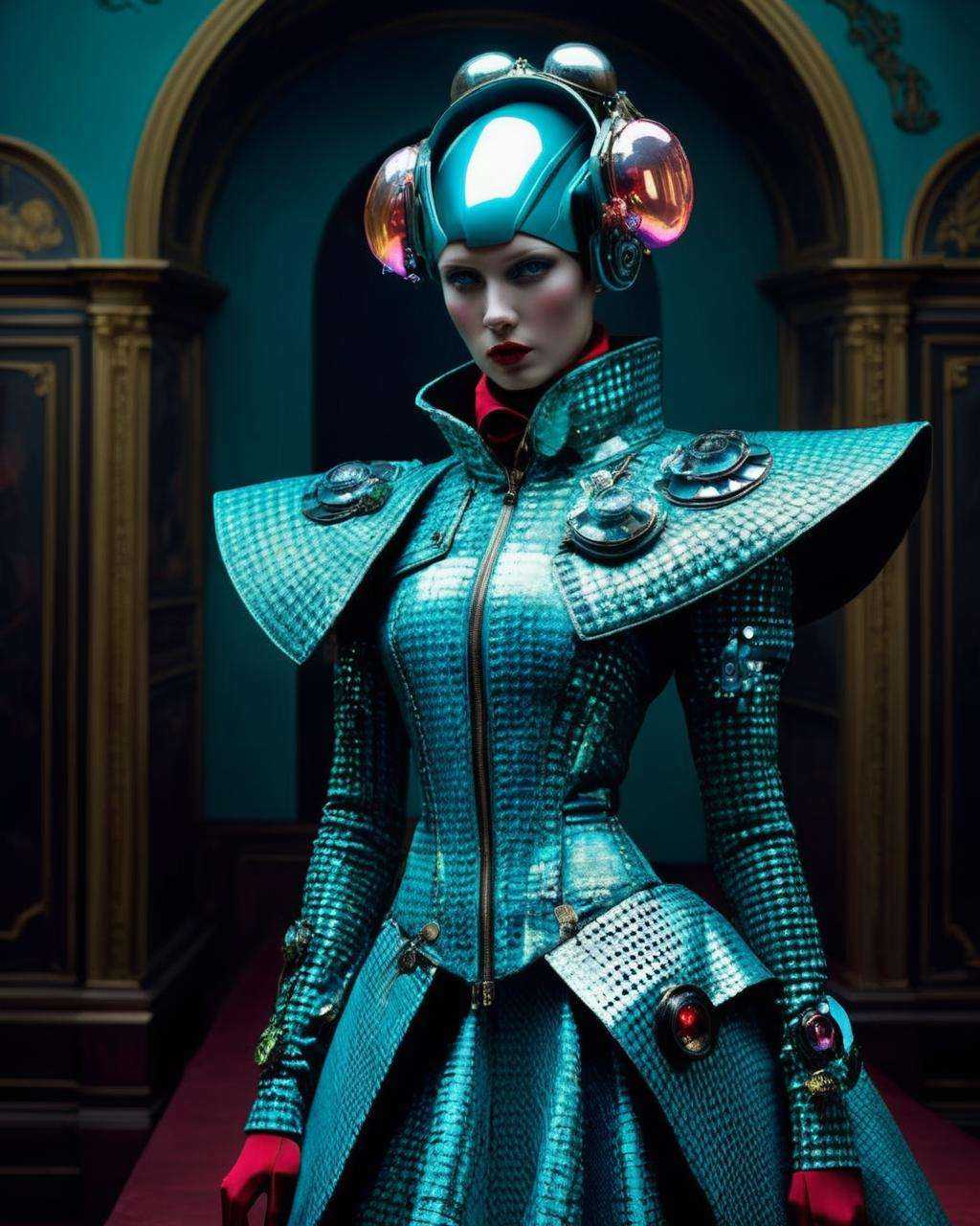 weird fashion,  fashion photography ,  inspired by classical paintings and cyberpunk on Tensor.Art
