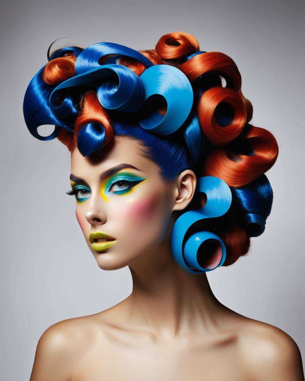 crazy alternate hairstyle,  fashion photography,  hairstyle inspired by Dana Schutz and Jack Williamson on Tensor.Art