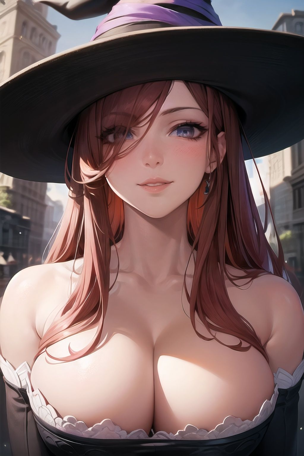 sorceress_dragonscrown_aiwaifu,  witch_hat,  red_hair on Tensor.Art