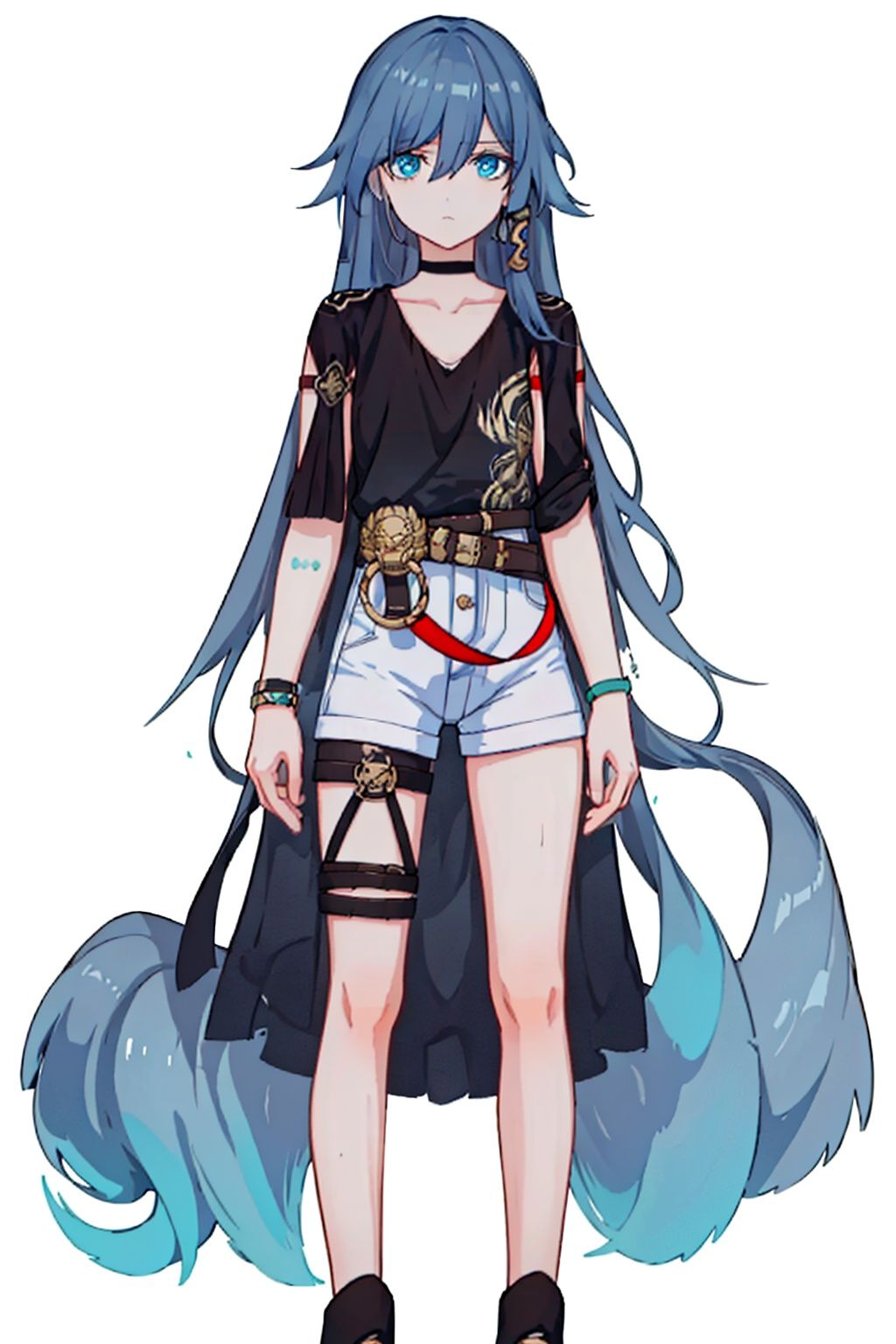  (masterpiece:1.3), (the best quality:1.2), (super fine illustrations:1.2), (Masterpiece), high quality, high detail,((white background:1.2)), looking at viewer, (SOLO:1.4),outline,,simple background, hair between eyes, fu hua, blue eyes, long hair, bangs, black shirt
,fu_hua