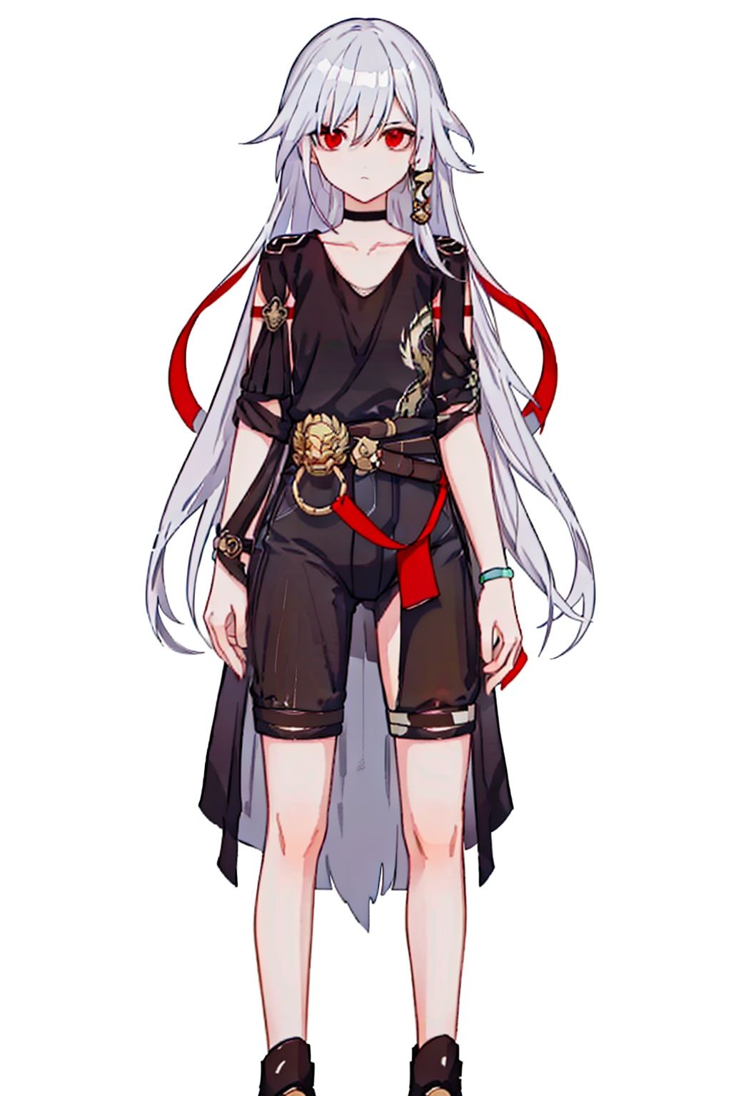  (masterpiece:1.3), (the best quality:1.2), (super fine illustrations:1.2), (Masterpiece), high quality, high detail,((white background:1.2)), looking at viewer, (SOLO:1.4),outline,,simple background, multicolored hair, white hair, red eyes, hair between eyes, fu hua, long hair, hair ornament
