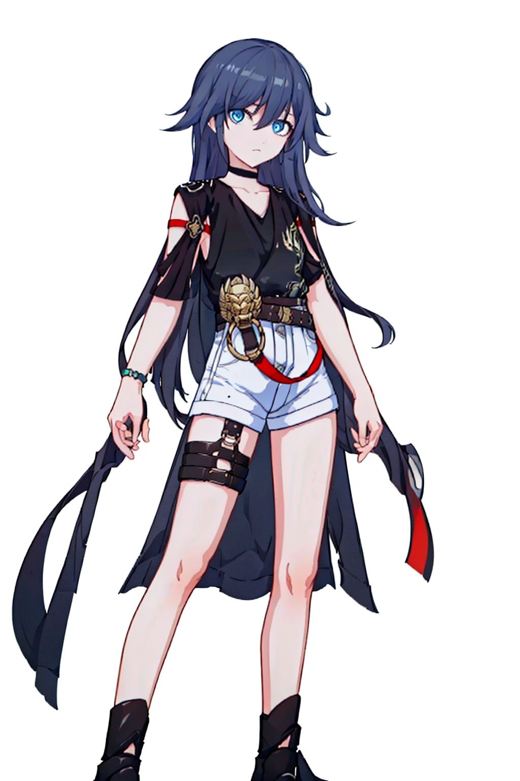 (masterpiece:1.3), (the best quality:1.2), (super fine illustrations:1.2), (Masterpiece), high quality, high detail,((white background:1.2)), looking at viewer, (SOLO:1.4),outline,,simple background,  hair between eyes, fu hua, blue eyes, long hair, bangs, black shirt
,fu_hua