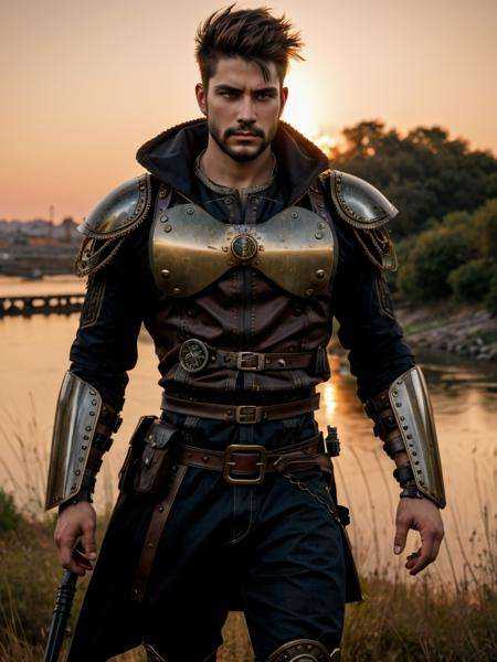 steampunk warrior man,  best quality,  HDR on Tensor.Art