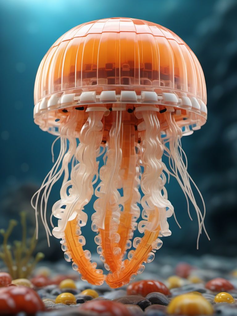 BJ_Lego_bricks,solo,jellyfish,blurry,floating,science_fiction,3D Model,8k,highly detailed,hdr,realistic,high definition,<lora:Lego_World_SDXL_v2:0.7>,