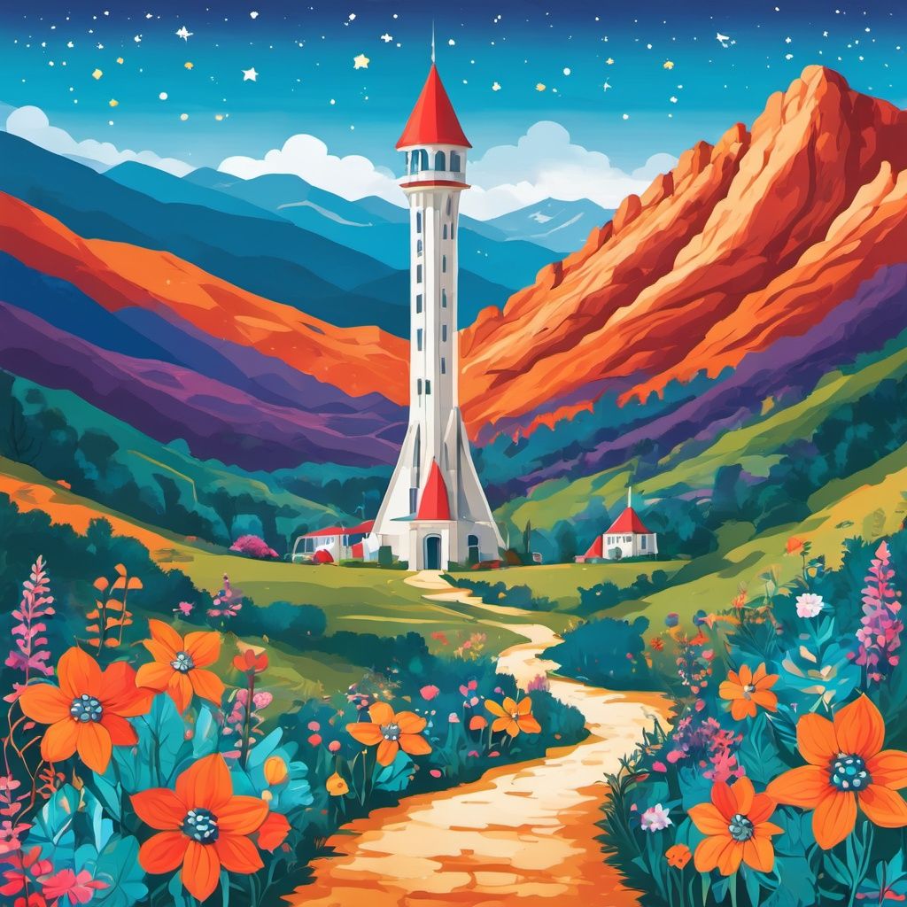 Rocket Launch Towers in the Valley on Tensor.Art