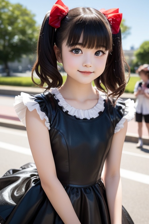 A bright sunny day photo of YUIMETAL (Yui Mizuno) from BABYMETAL,  speaking,  age 9 on Tensor.Art