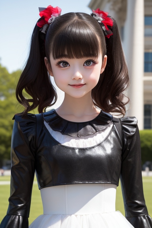 A bright sunny day photo of YUIMETAL (Yui Mizuno) from BABYMETAL,  speaking,  age 9 on Tensor.Art