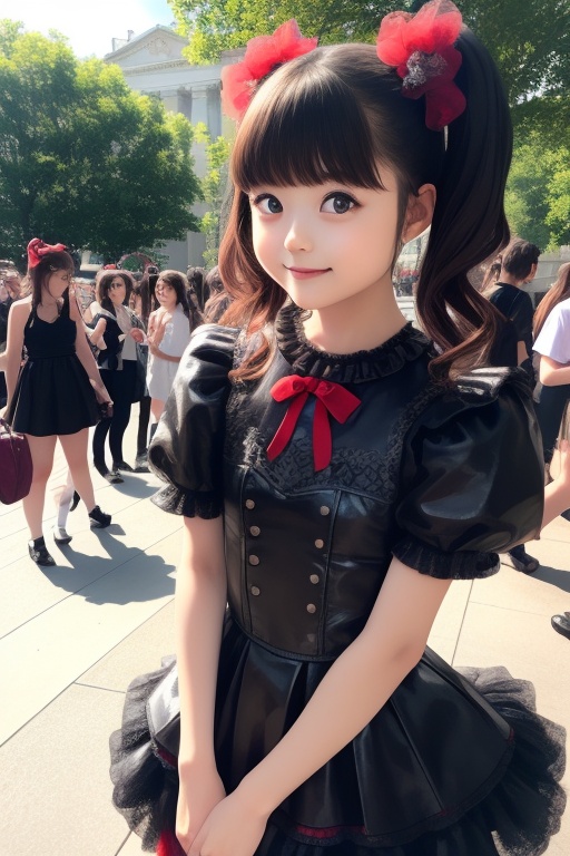 A bright sunny day photo of YUIMETAL (Yui Mizuno) from BABYMETAL,  speaking,  age 9 on Tensor.Art
