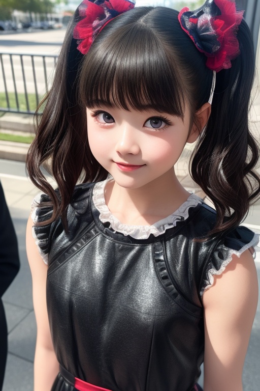 A bright sunny day photo of YUIMETAL (Yui Mizuno) from BABYMETAL,  speaking,  age 9 on Tensor.Art