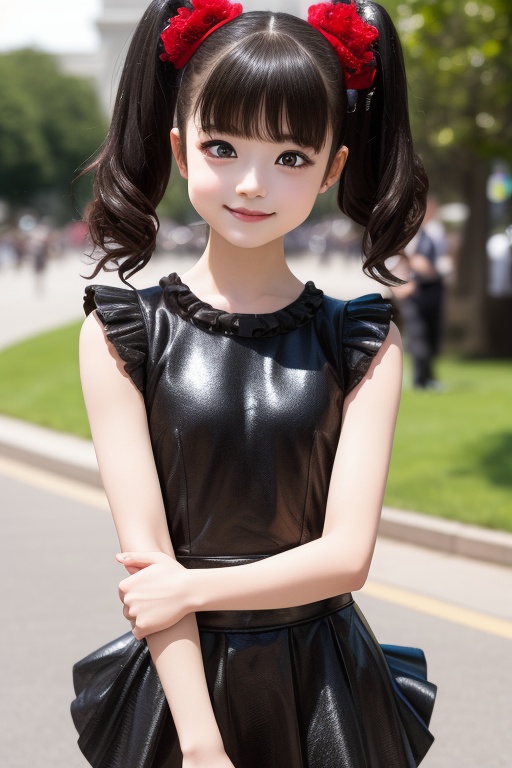 A bright sunny day photo of YUIMETAL (Yui Mizuno) from BABYMETAL,  speaking,  age 9 on Tensor.Art