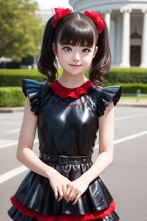A bright sunny day photo of YUIMETAL (Yui Mizuno) from BABYMETAL,  speaking,  age 9 on Tensor.Art