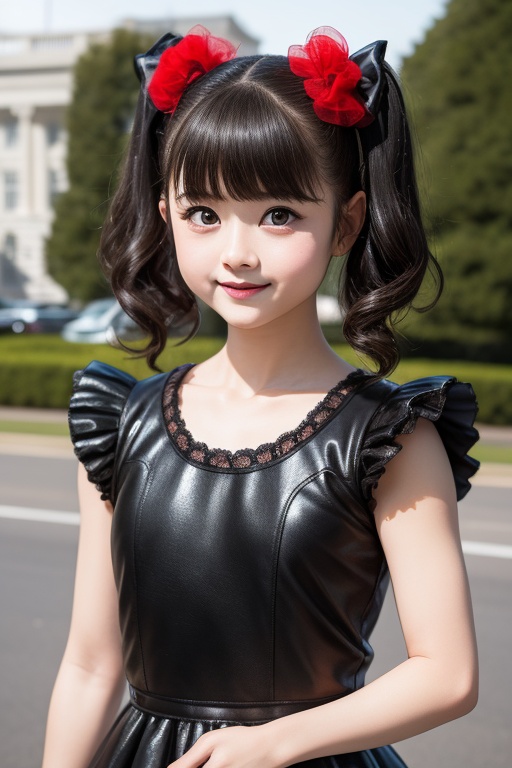 A bright sunny day photo of YUIMETAL (Yui Mizuno) from BABYMETAL,  speaking,  age 9 on Tensor.Art
