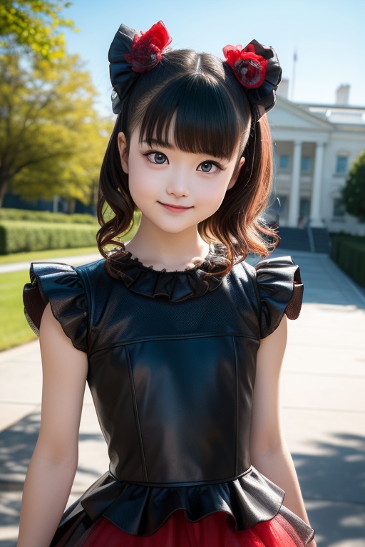 A bright sunny day photo of YUIMETAL (Yui Mizuno) from BABYMETAL,  speaking,  age 9 on Tensor.Art