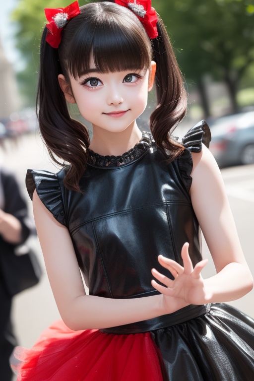A bright sunny day photo of YUIMETAL (Yui Mizuno) from BABYMETAL,  speaking,  age 9 on Tensor.Art