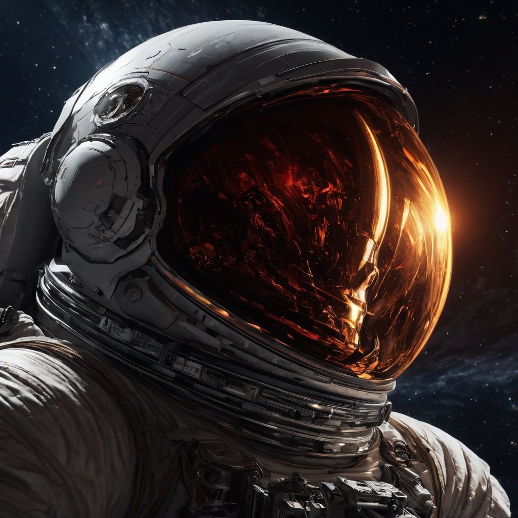 （（tmasterpiece））, （（best qualtiy））, high detal, hyper-detailing, The painting depicts scenes of breathtaking images of magnificent spaces。The picture shows a man wearing a spacesuit, Face back, Look at a red-glowing planet in space。The scene is highly-detailed, Clarity is extraordinary, Every intricate detail of the panorama is captured。, Surrealism, chiaroscuro, cinematic lighting, ray tracing, reflection light, projected inset, 8k, UHD, masterpiece, textured skin, super detail, high details, high quality, best quality, highres, 8k,firmament,space elevator,Fire,Universe,midjourney,space_helmet,Planet,science fiction,EpicSky,cloud,yuzu,machinery,1girl,mech
