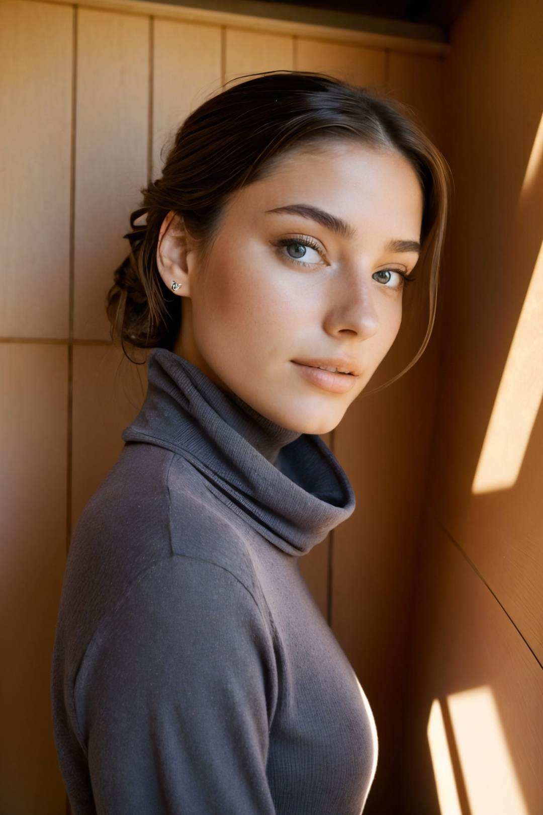 photo of CandelaGallo,  she is wearing star print turtleneck ,  she is wearing ascot on Tensor.Art