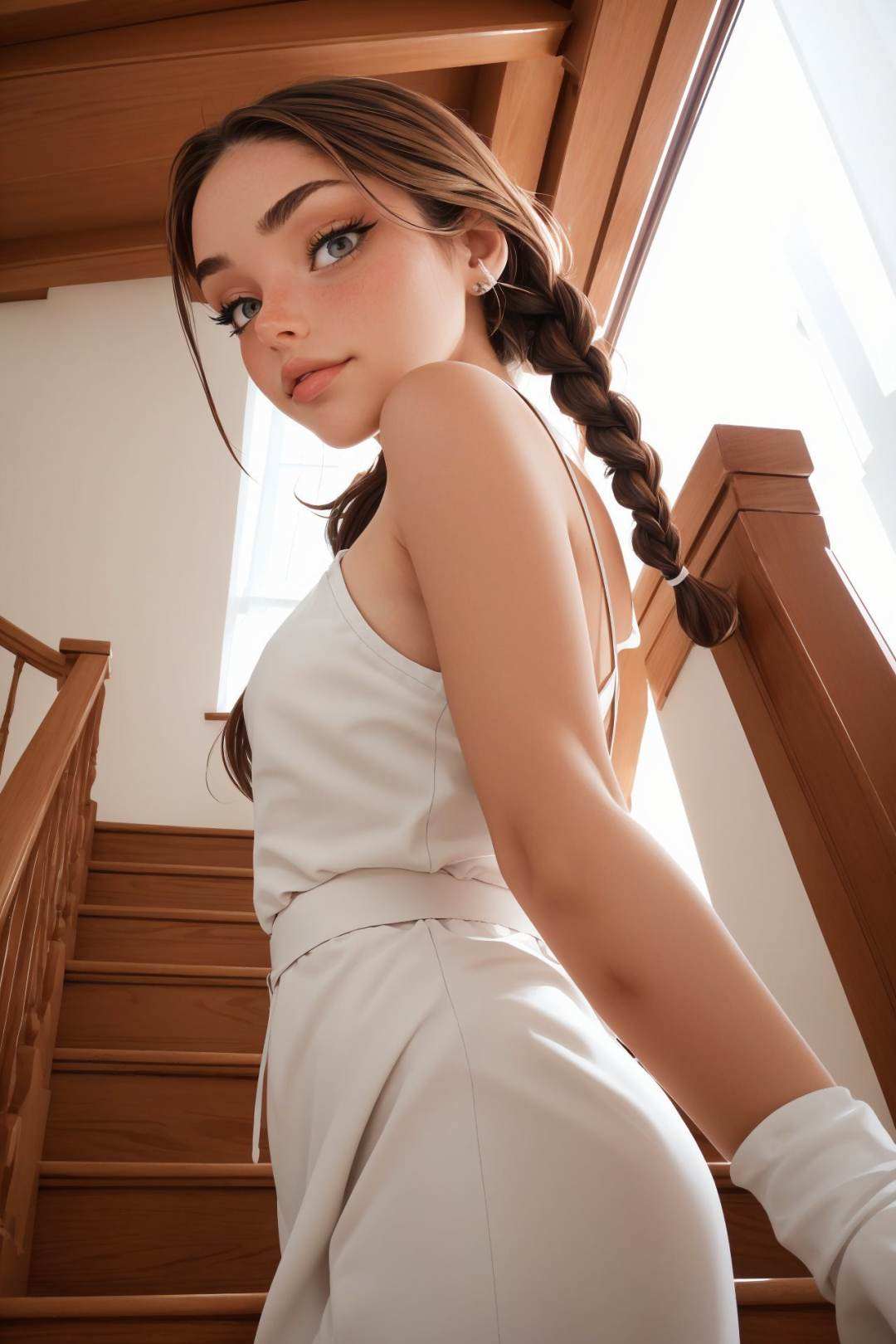 photo of CandelaGallo wearing makeup,  she is wearing mino boushi,  she is wearing mittens on Tensor.Art
