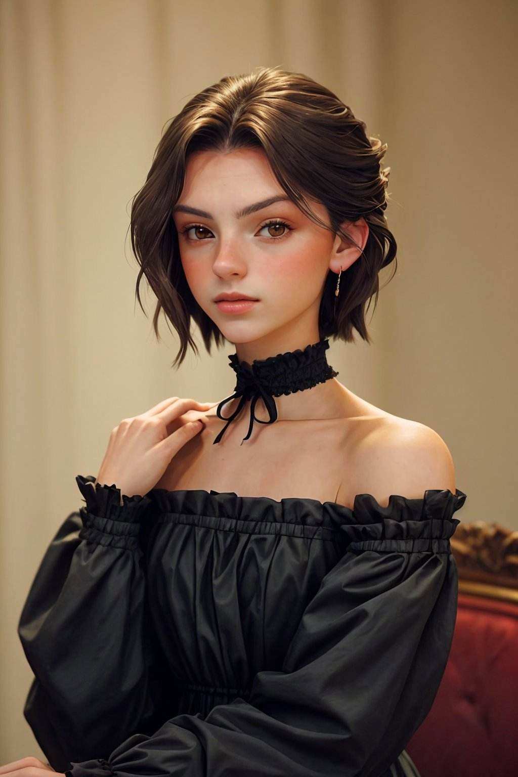 upper body photo of SavannahRaeDemers,  focus on face,  wearing victorian clothing on Tensor.Art
