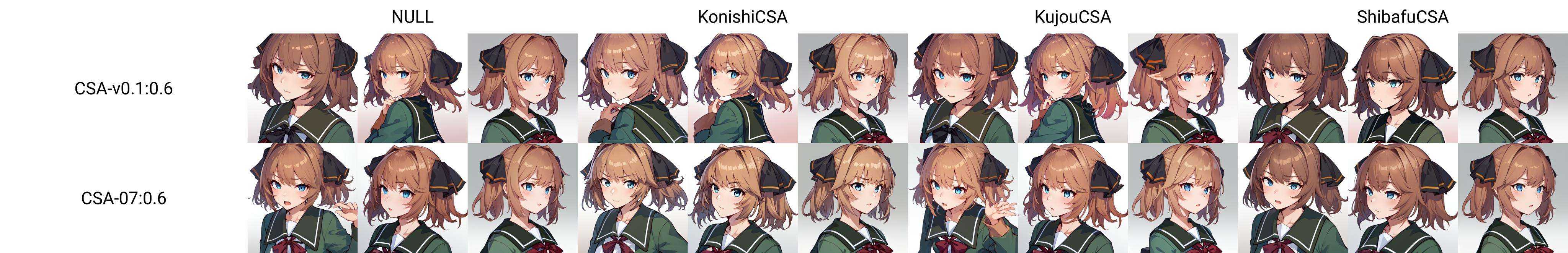 (masterpiece, best quality), NULL,BREAK, 1girl, solo,BREAK,  HachijouKC, (hair) ribbon, (neck) ribbon, serafuku, (green) jacket, (green) sailor collar, (green) pleated skirt, (white) socks, (black) loafers, ribbon, (black) hair ribbon, (red) neck ribbon, (long sleeves) serafuku,BREAK,  oblique portrait, upper body shot, gradient background, white background,BREAK,  <lora:CSA-v0.1:0.6>,  <lora:Hachijou-10:1>