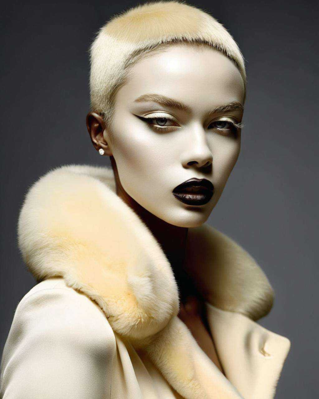 a woman with a cream skin,  Enki Bilal,  fashion photography on Tensor.Art