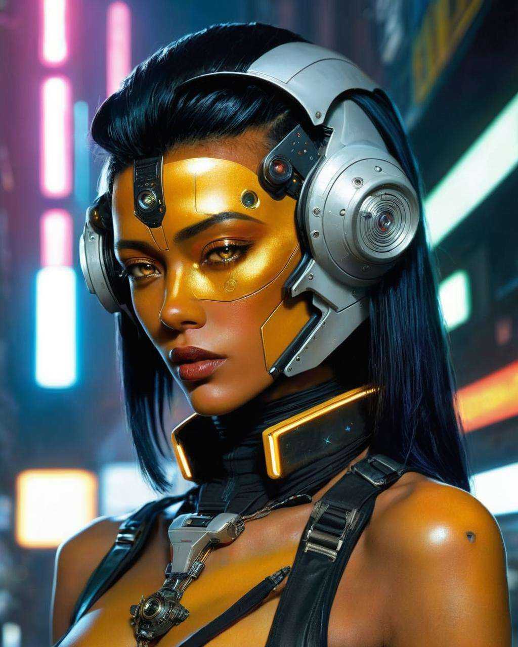 a woman with a amber skin,  Enki Bilal,  cyberpunk art on Tensor.Art