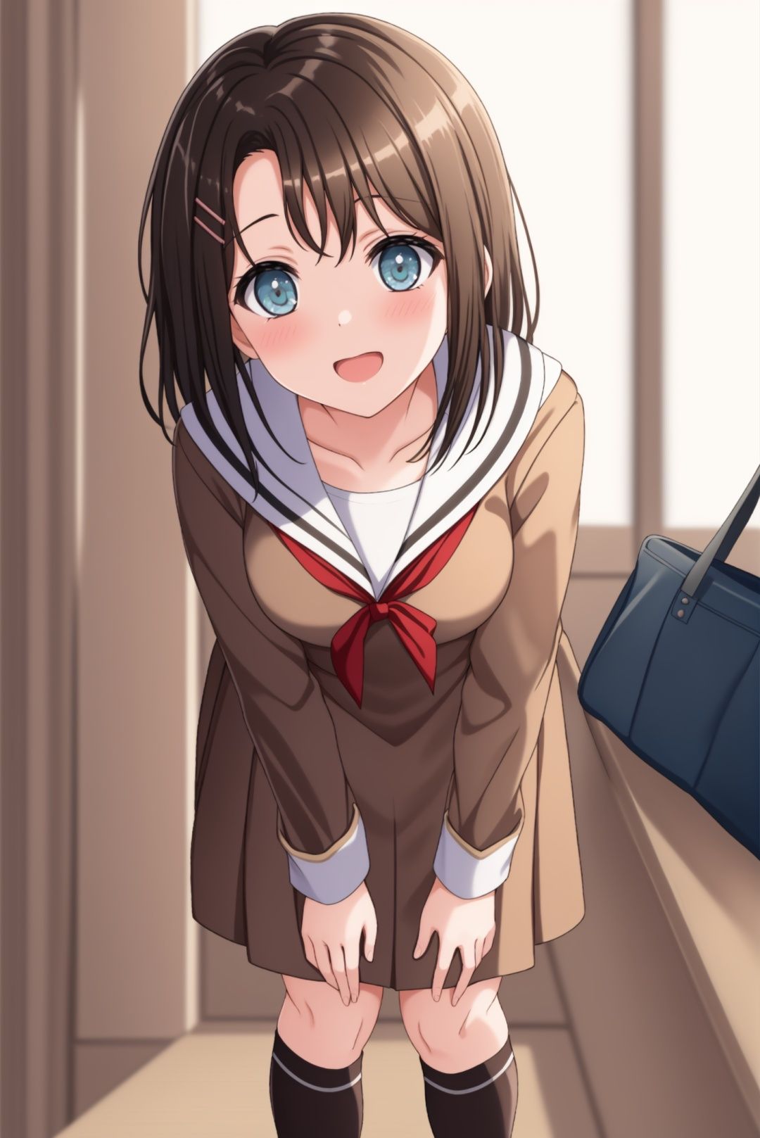 masterpiece, best quality, hanasakigawa school uniform,brown dress,