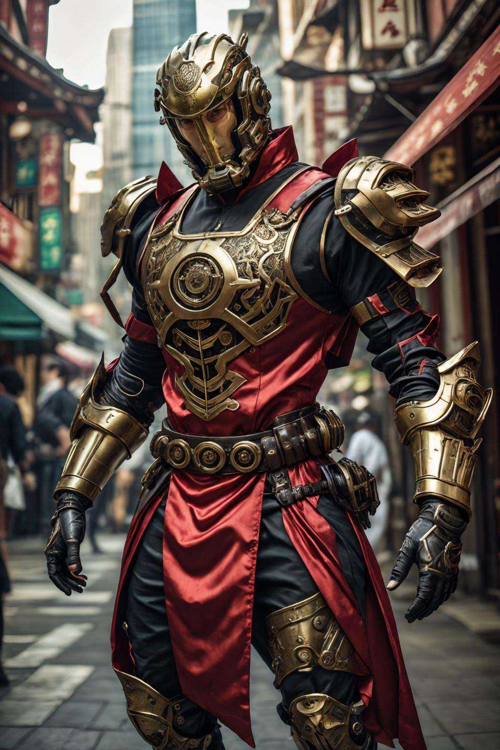 (realistic), (photorealistic), ((masterpiece)), ((best quality)), (detailed), cinematic, dynamic lighting, soft shadow, detailed background, photography, depth of field, intricate, detailed face, subsurface scattering, realistic eyes, muscular, manly, photo of a handsome man, silk4rmor, wearing silkpunk (power armor), science fiction, silkpunk fantasy background, ancient east asian theme, dynamic pose, beard, helmet,