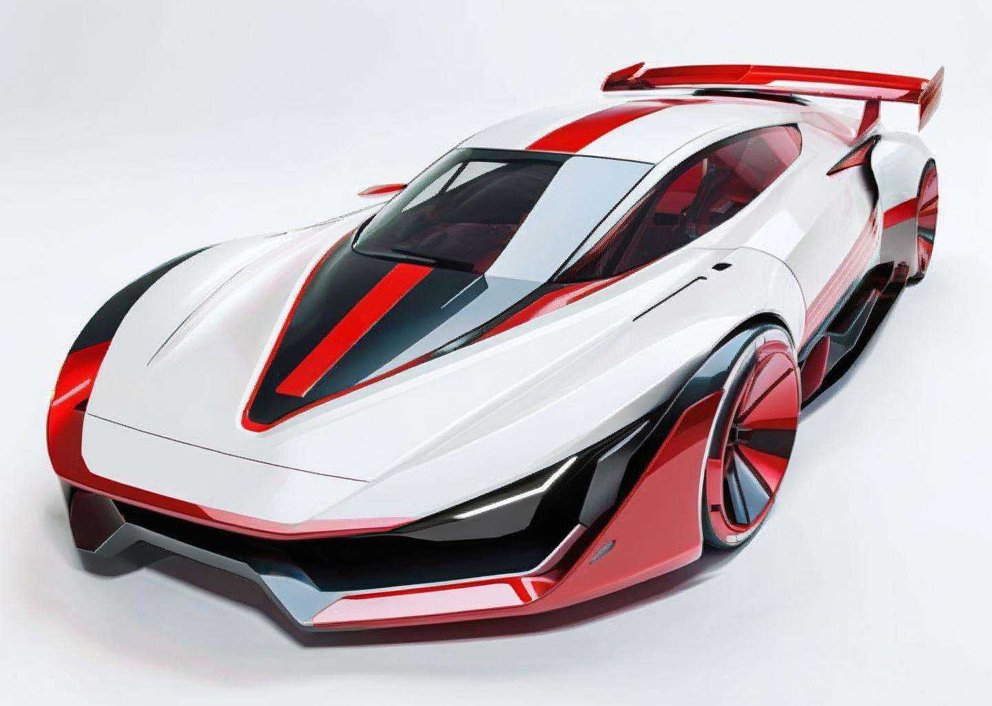 a  color sports car with a red stripe on the side of it's body and a white background, Ai-Mitsu, concept design, a digital rendering, panfuturism<lora:concept_car:1.0>