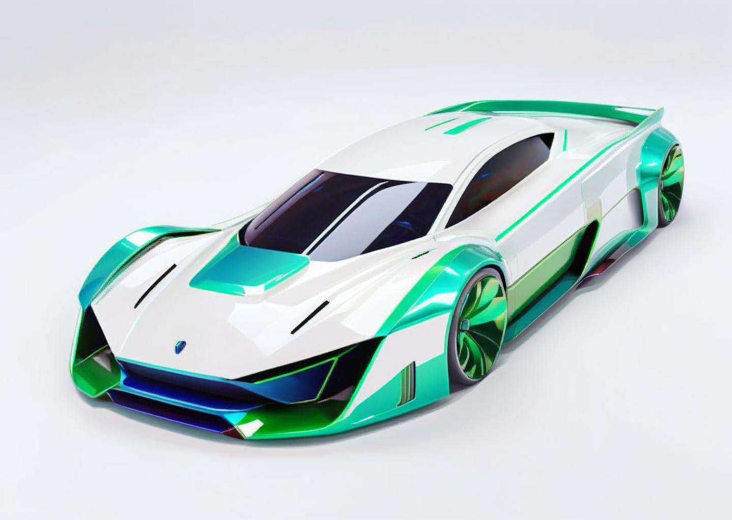 a  color sports car with a blue-green stripe on the side of it's body and a white background, Ai-Mitsu, concept design, a digital rendering, panfuturism<lora:concept_car:1.0>