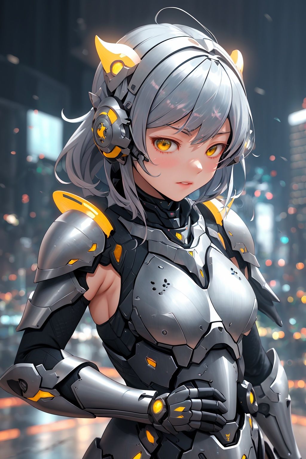 upper body, armor, shoulder_armor, hemlet,  male focus, solo,  realistic:1.5, cityscape, science_fiction, building, glow, metal, yellow,sakura_chiyo,无,FujiwaraChika,anime portrait,cute monster,chunxue,1girl,QMSJ,tec,blue_jijiaS